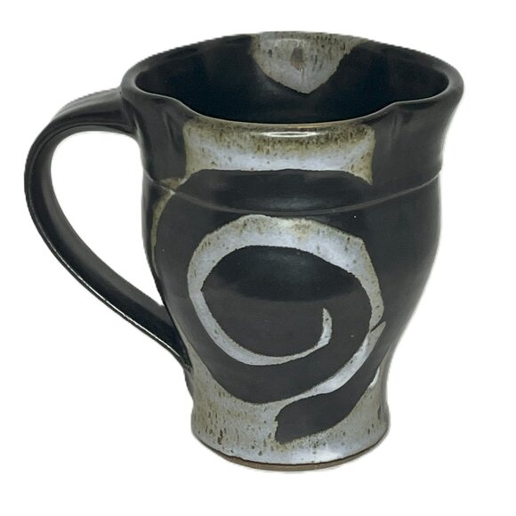 Signed Culbertson Handcrafted Artisan Ceramic Mug With Black & Gray Swirl Design - Picture 6 of 8